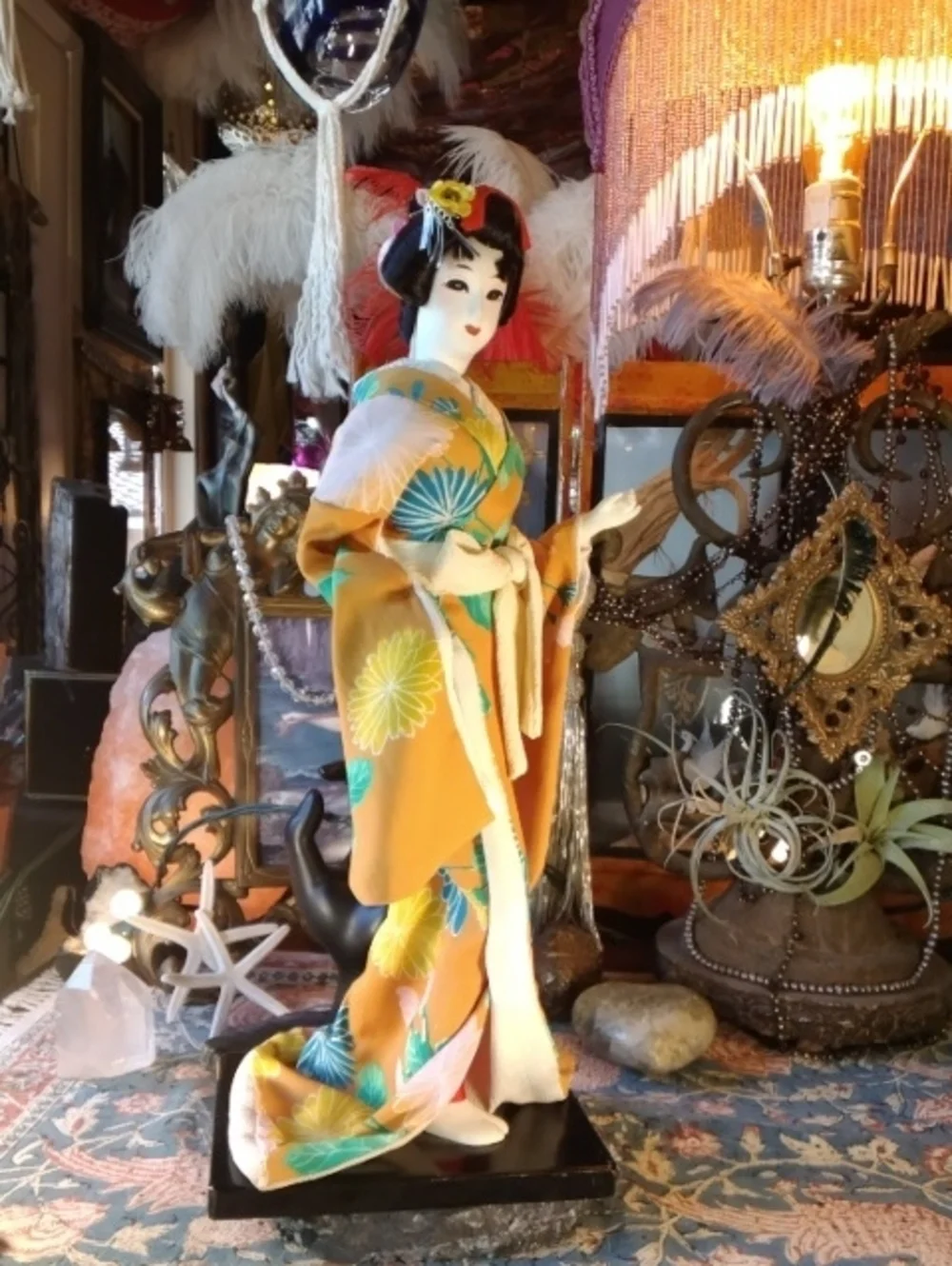 Vintage Bohemian Spirited Magical Geisha Doll Figurine Home Accent Stand